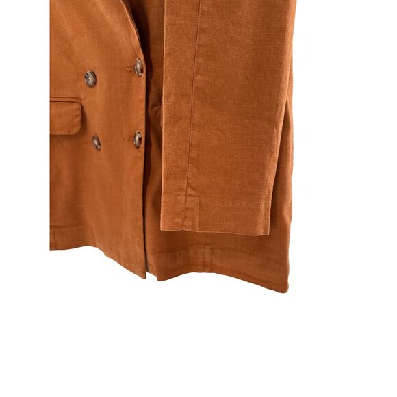 Evereve Alexa Linen Double Breasted‎ V-neckline Brown Blazer M - Picture 6 of 9
